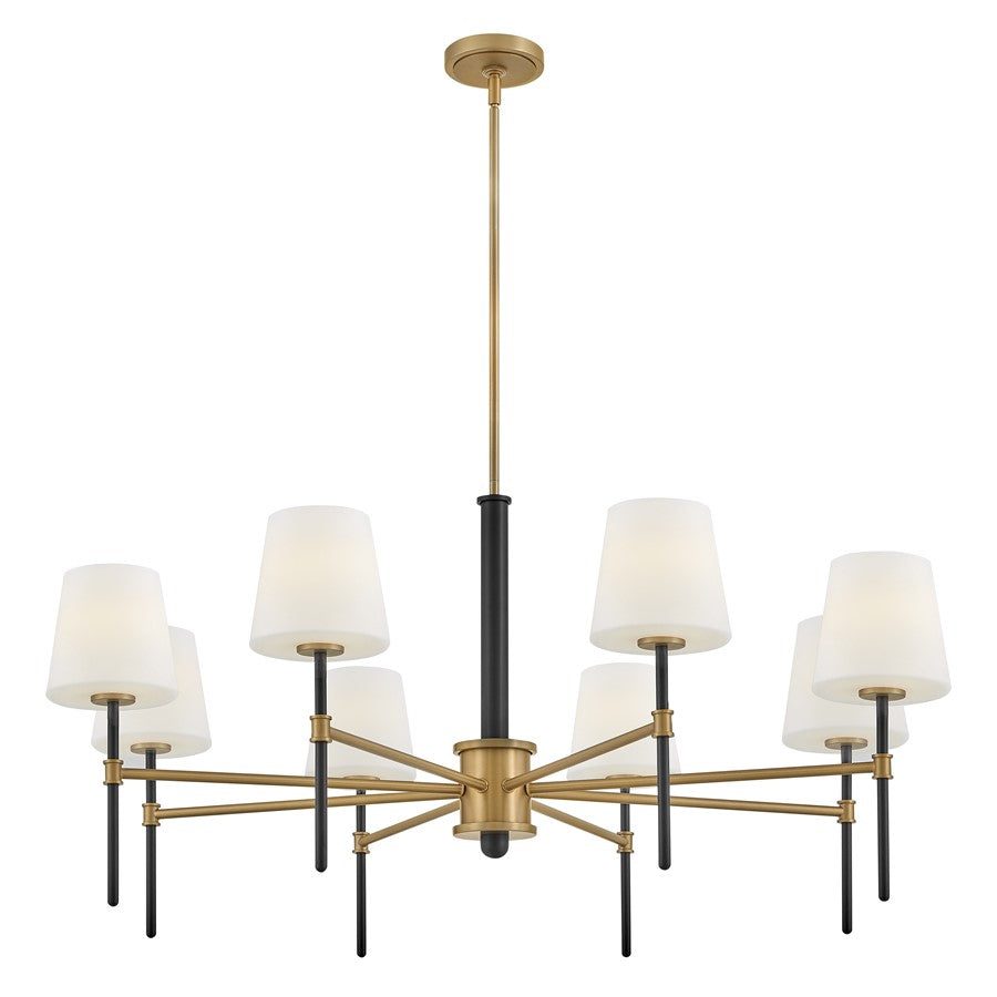 Hinkley Lighting Saunders 8 Light Chandelier, Black/Etched Opal