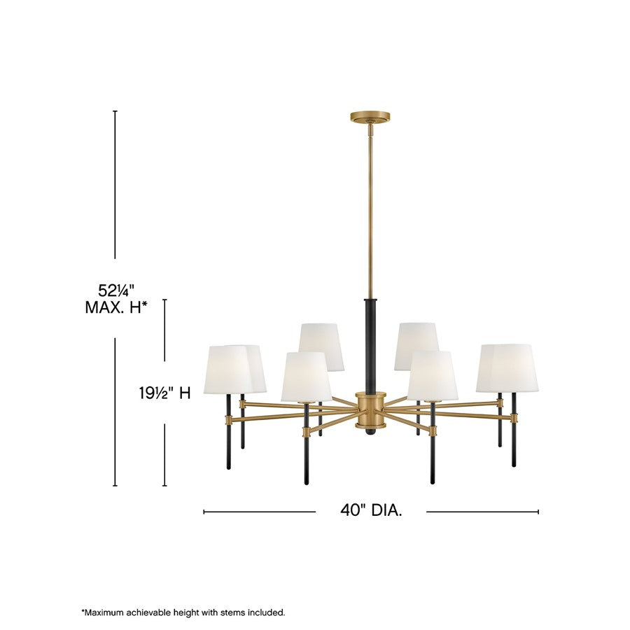 Hinkley Lighting Saunders 8 Light Chandelier, Black/Etched Opal