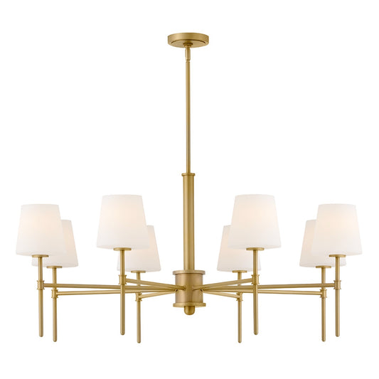 Hinkley Saunders 40in 8-Light Chandelier | Transitional Lacquered Brass Steel and Etched Opal Glass | Dining Room & Living Room | 40 x 40 | Model 46956LCB