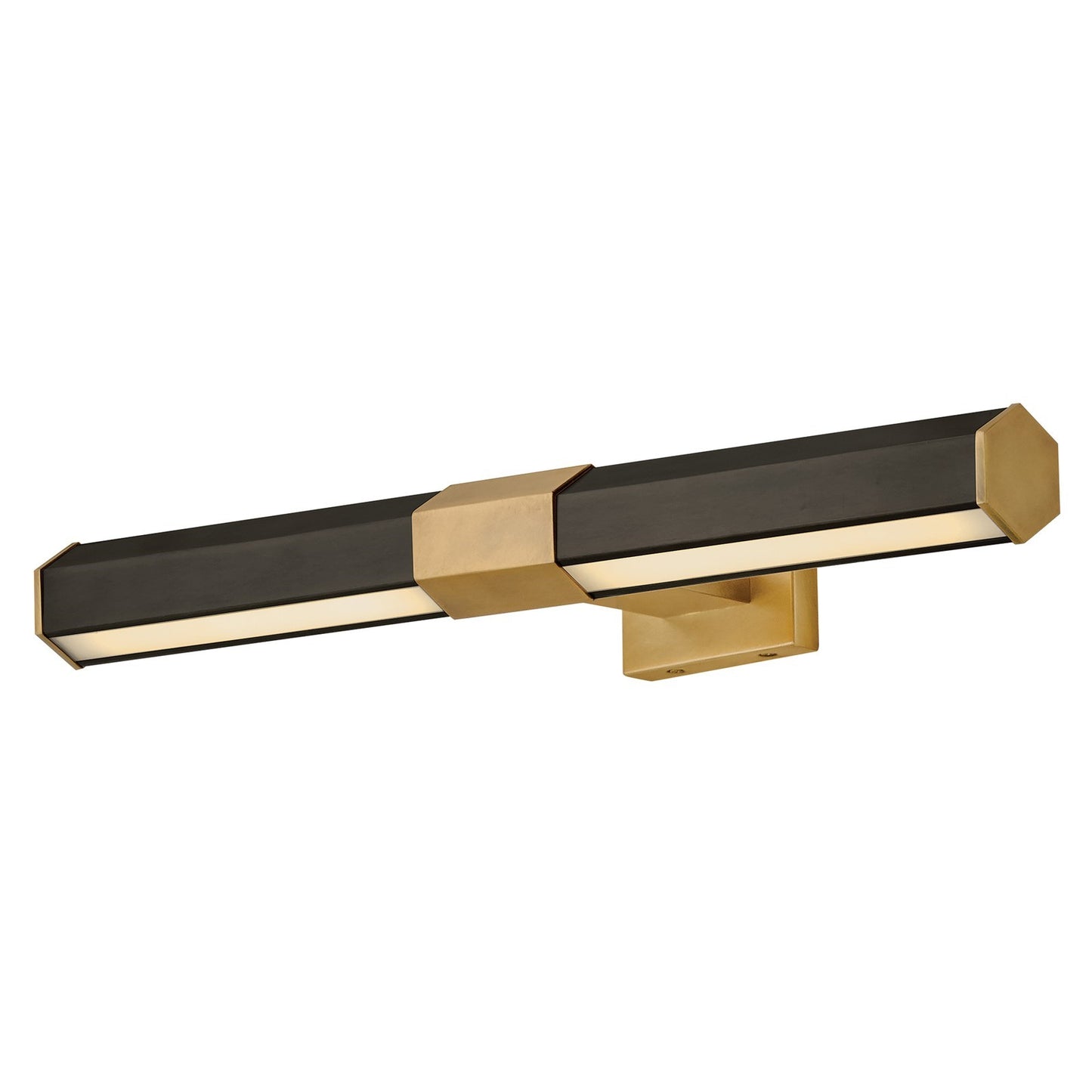 Hinkley Facet 24in 1-Light Wall Sconce | Modern Black Oxide Steel and Etched Painted White Glass | Hallway & Bathroom | 7 x 24 x 2 in | Model 46983BX