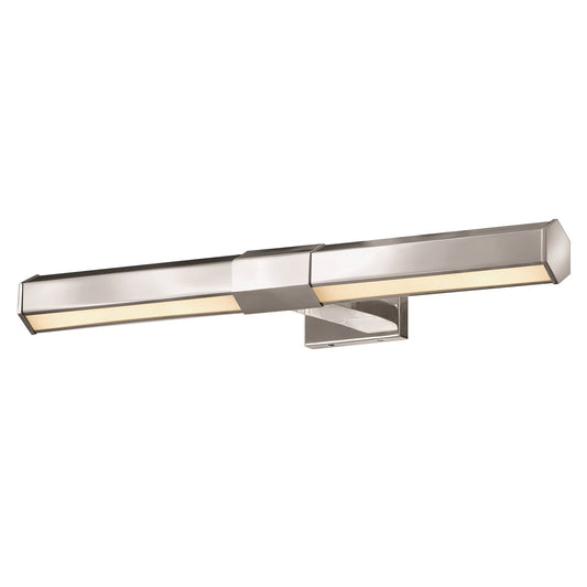 Hinkley Facet 24in 1-Light Wall Sconce | Modern Polished Nickel Steel and Etched Painted White Glass | Bathroom Vanity & Hallway | 24 x 7 | Model 46983PN