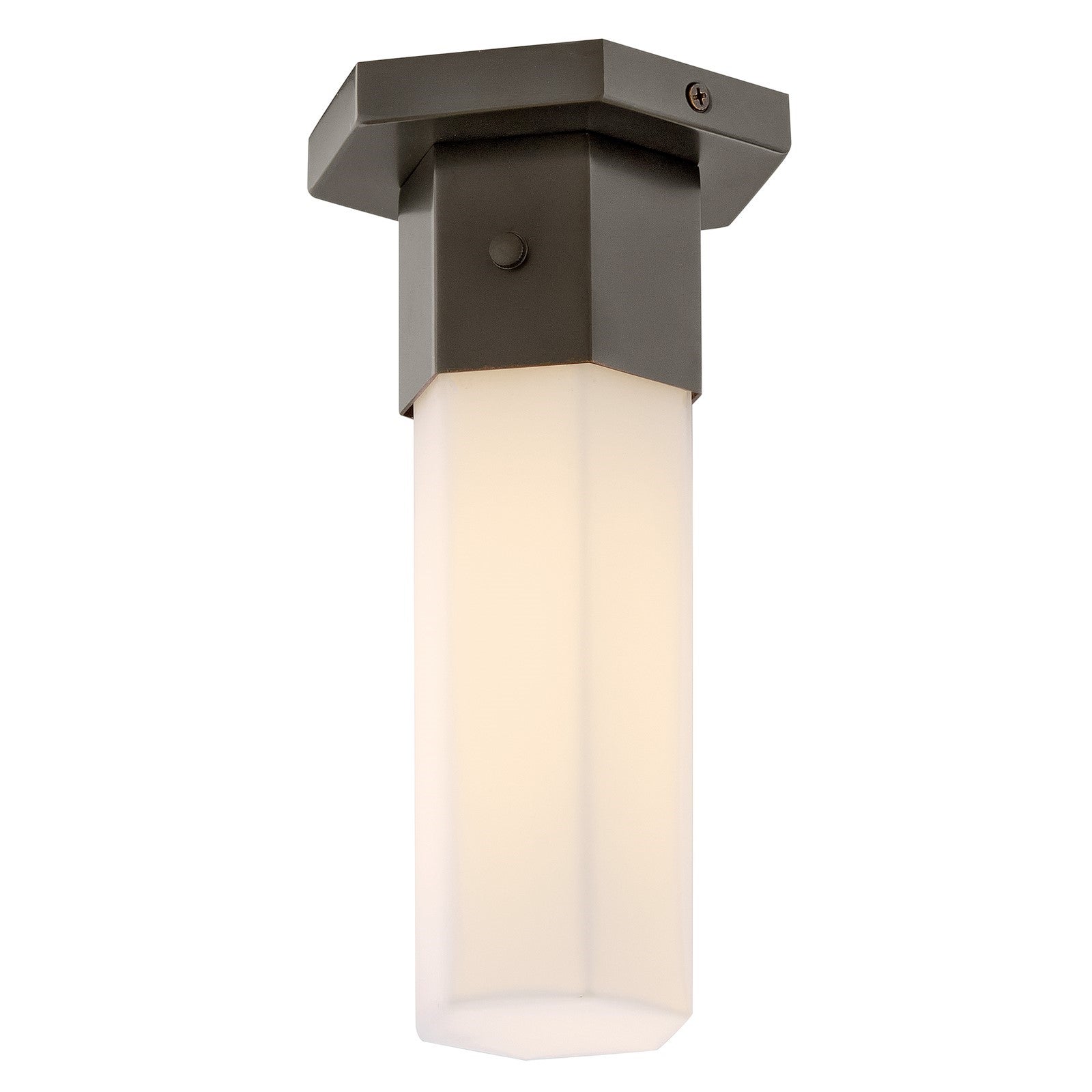Hinkley Facet 9.5in 1-Light Flush Mount | Modern Black Oxide Steel and Etched Opal Glass | Entryway & Hallway Ceiling Light | 5 x 5 x 9 in | Model 46992BX