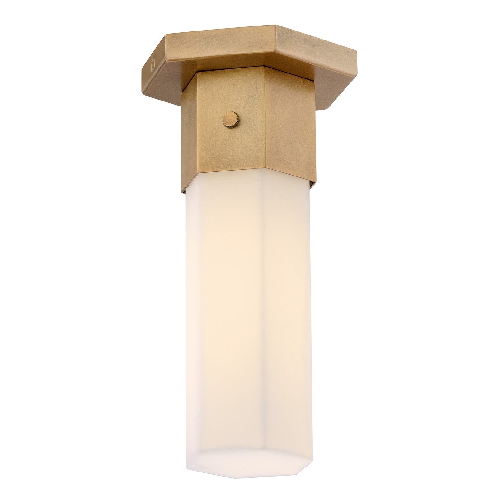 Hinkley Facet 1-Light 9.5in Flush Mount | Modern Heritage Brass Steel and Etched Opal Glass | Entryway & Hallway Ceiling Light | 5 x 5 x 9 | Model 46992HB