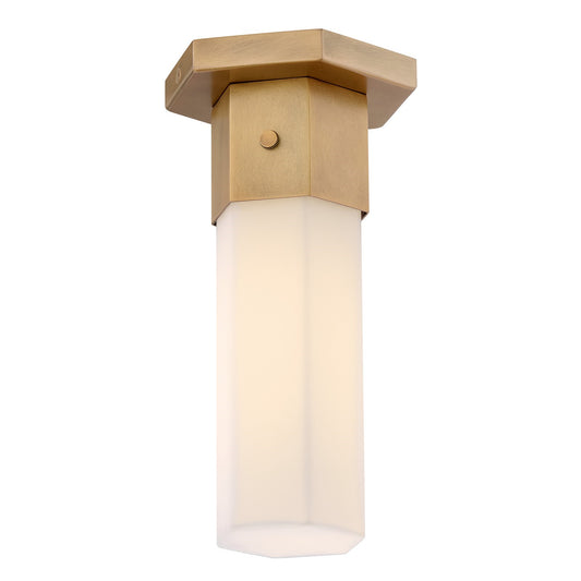Hinkley Facet 1-Light 9.5in Flush Mount | Modern Heritage Brass Steel and Etched Opal Glass | Entryway & Hallway Ceiling Light | 5 x 5 x 9 | Model 46992HB