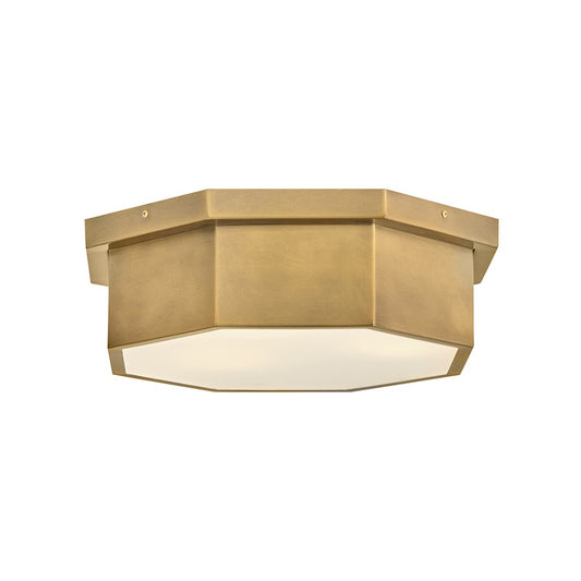 Hinkley Lighting Facet 3 Light Medium Flush Mount, Heritage Brass - 46993HB