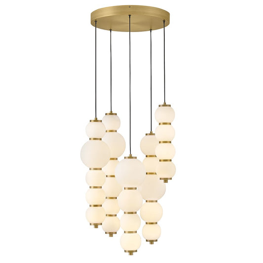 Hinkley Lighting Trigo 20" Chandelier, Lacquered Brass/Etched Opal - 47395LCB