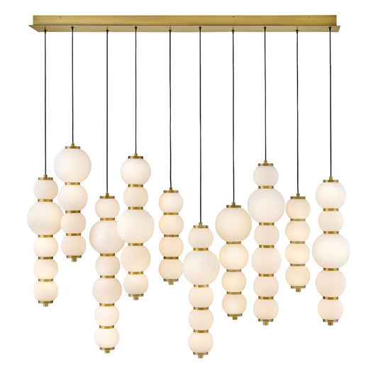 Hinkley Lighting Trigo 52" Chandelier, Lacquered Brass/Etched Opal - 47396LCB