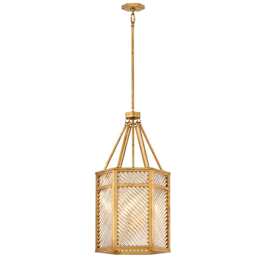 Hinkley Lighting Sura 4 Light Pendant, Distressed Brass/Clear - 47467DA