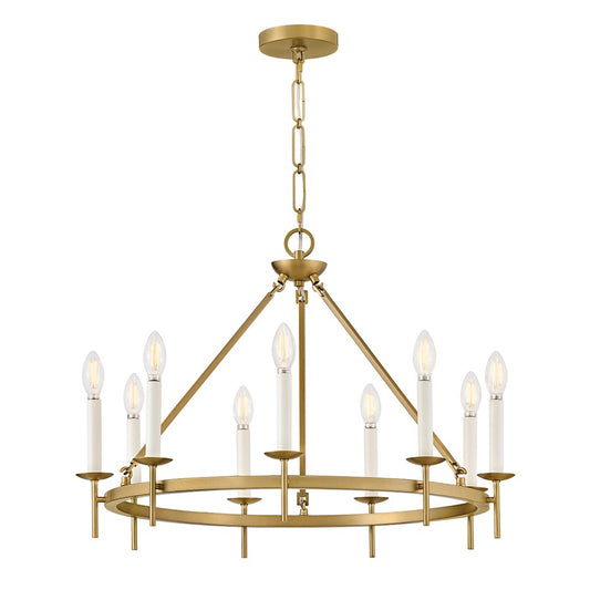 Hinkley Lighting Copley 9Lt 28" Ring Chandelier, Lacquered Brass - 47475LCB