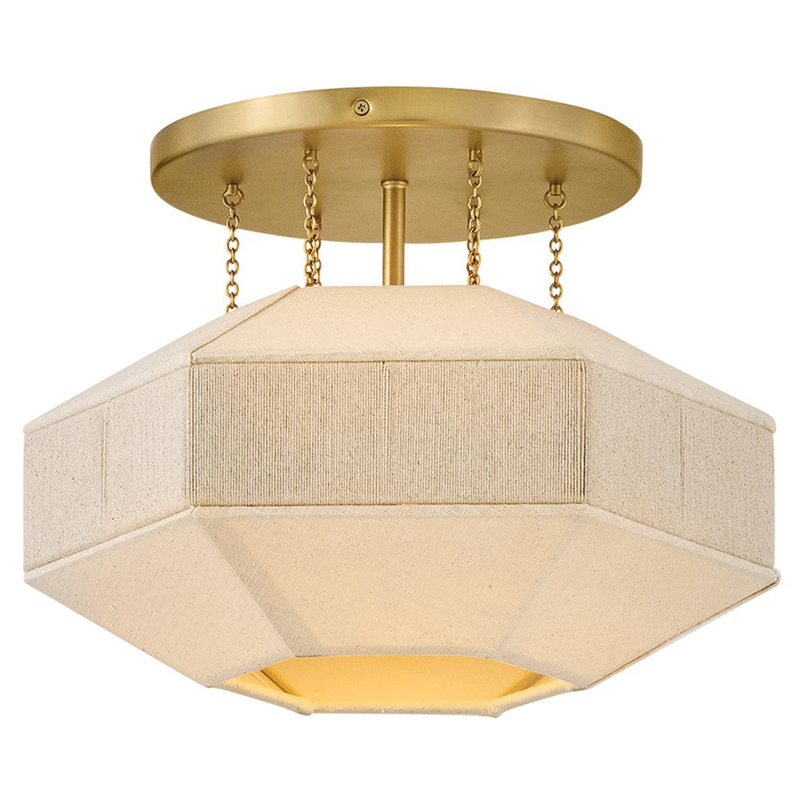 Hinkley Lighting Lyla 1 Light Semi-Flush Mount, Lacquered Brass - 47493LCB