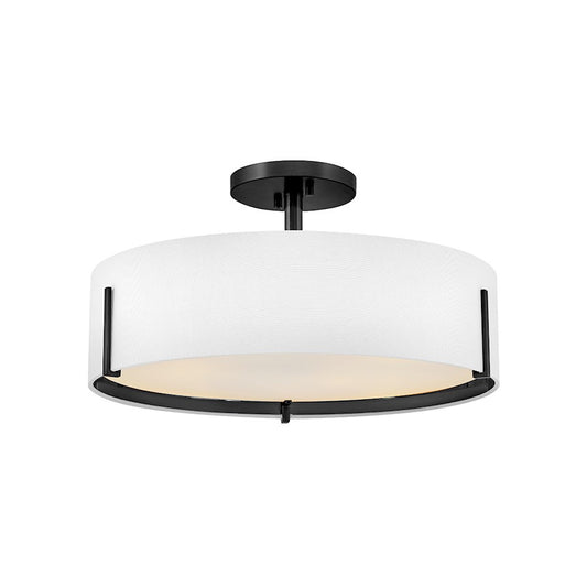 Hinkley Lighting Halle 4Lt 20" Semi-Flush, Black/Off-White Fabric - 47573BK