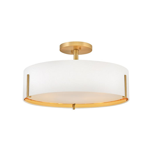 Hinkley Lighting Halle 4Lt 20" Semi-Flush, Brass/Off-White Fabric - 47573LCB