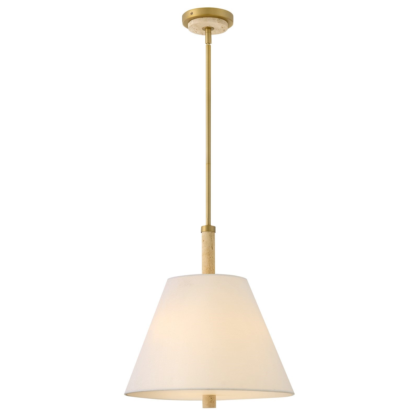 Hinkley Bruna 17.5in 3-Light Pendant | Transitional Lacquered Brass Steel and Off-White Fabric Shade | Kitchen Island & Dining Room | 16 | Model 47727LCB