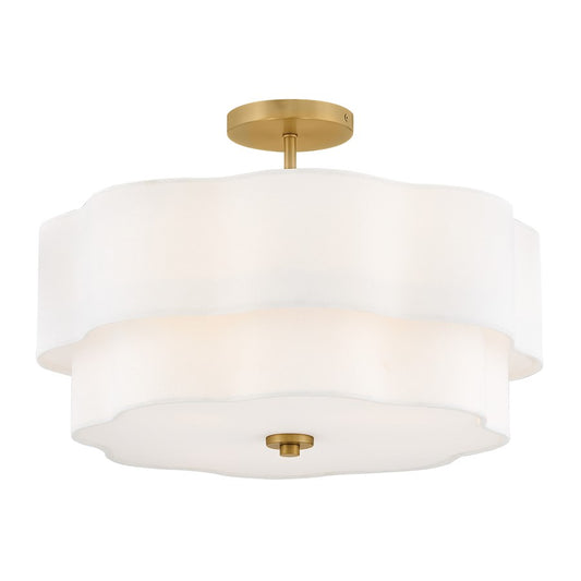 Hinkley Lighting Gwen 4Lt Semi-Flush Mount, Brass/Etched White - 47733LCB