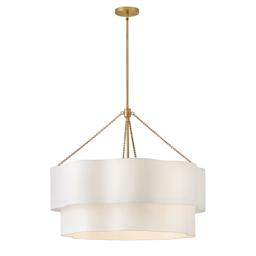 Hinkley Lighting Gwen 8Lt 32" Drum Chandelier, Brass/Off-White Linen - 47735LCB