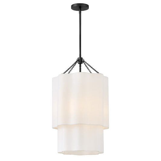 Hinkley Lighting Gwen 4 Light Large Pendant, Black/Off-White Linen - 47737BK