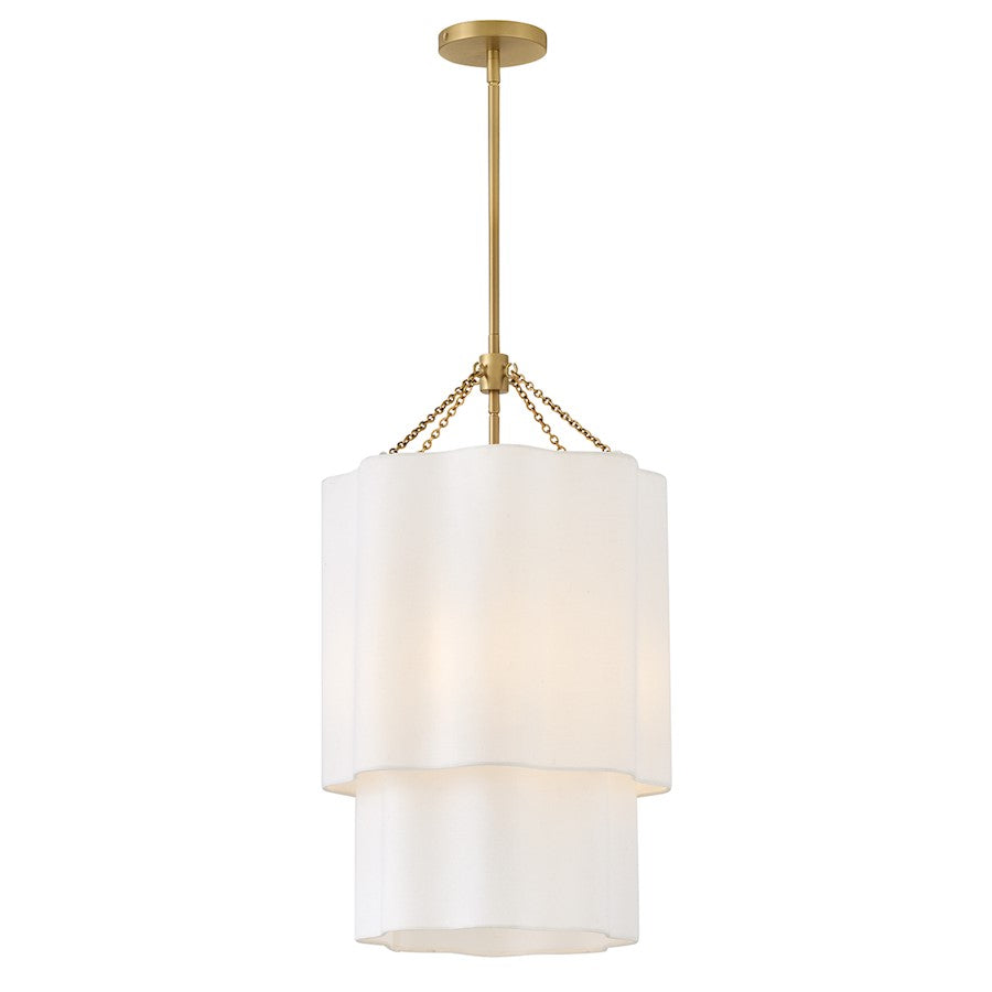 Hinkley Lighting Gwen 4Lt 16" Pendant, Brass/Off-White Linen - 47737LCB