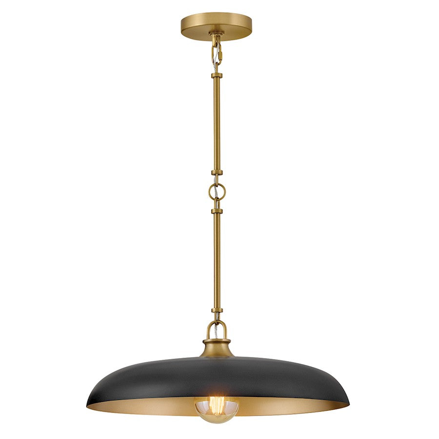 Hinkley Lighting Sadie 1Lt 18" Dome Pendant, Brass/Black - 48167LCB-BK