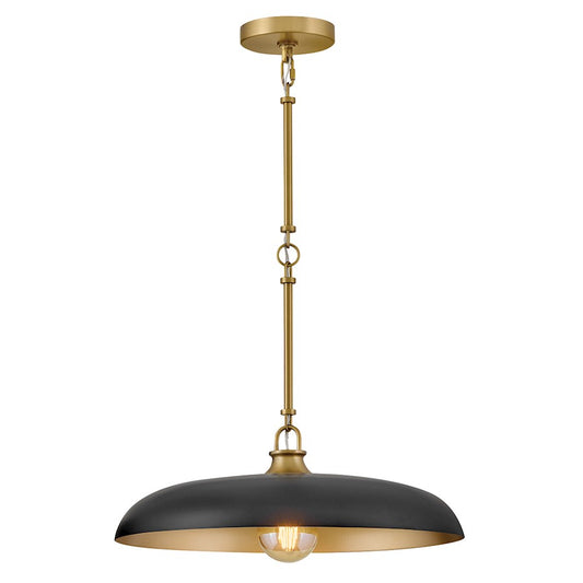 Hinkley Lighting Sadie 1Lt 18" Dome Pendant, Brass/Black - 48167LCB-BK