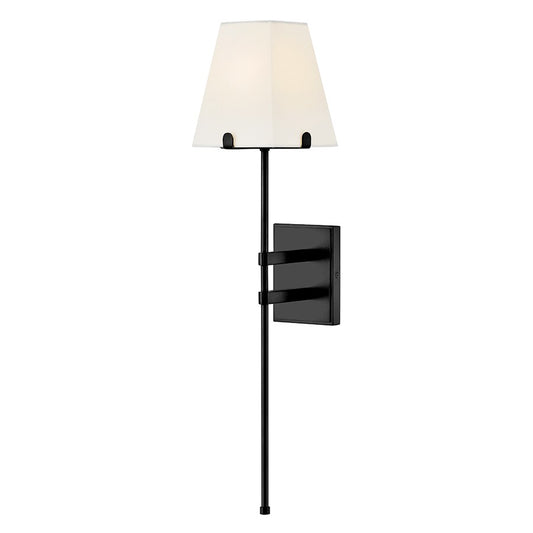 Hinkley Lighting Benton 1 Light Large Sconce, Black/White Linen - 48270BK