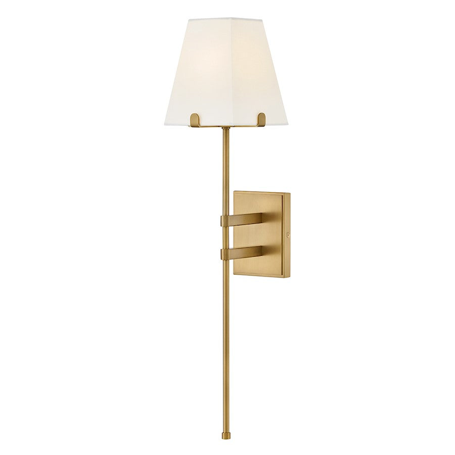 Hinkley Lighting Benton 1Lt 8" Sconce, Lacquered Brass/White Linen - 48270LCB