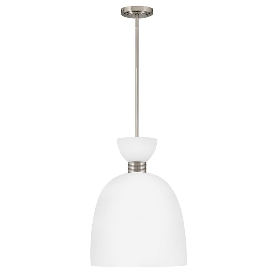 Hinkley Lighting Tallulah 1 Light Pendant, Polished Nickel/Etched Opal