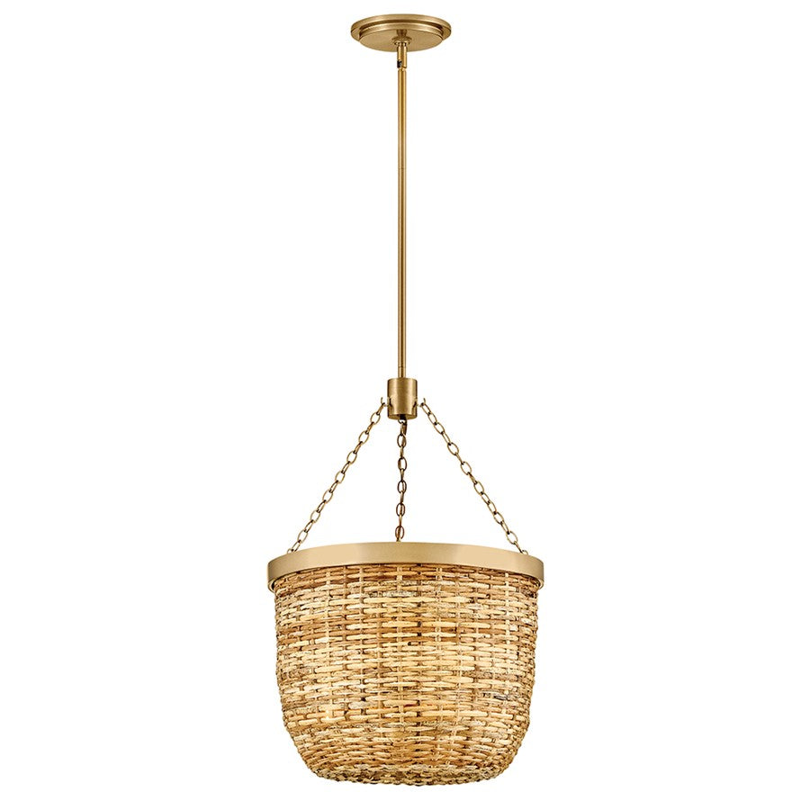 Hinkley Lighting Sanibel 3Lt Convertible Pendant, Lacquered Brass - 48427LCB-NAT