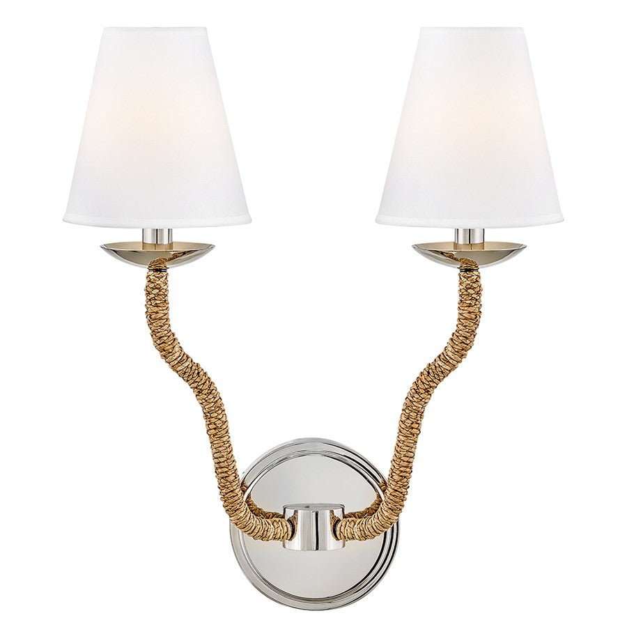 Hinkley Lighting Harwich 2 Light Wall Mount, Polished Nickel - 48440PN-NAT