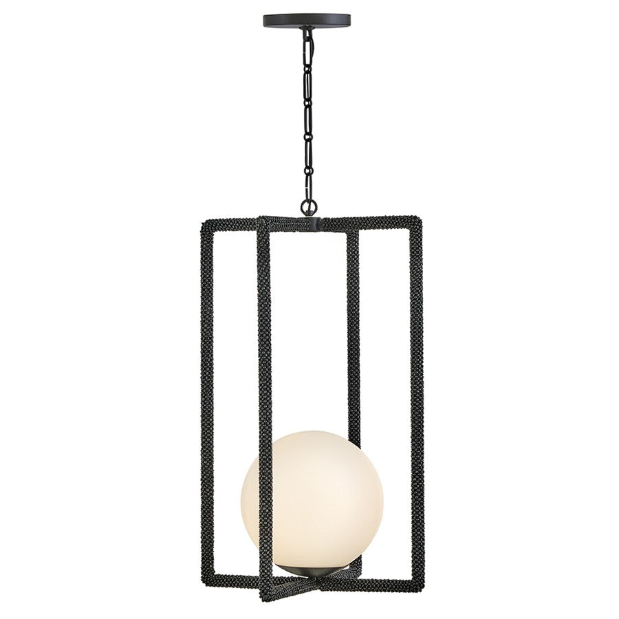 Hinkley Lighting Keona 1Lt Pendant, Painted Black Oxide/Etched Opal - 48517PBO