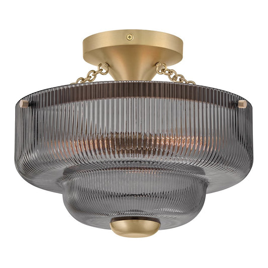 Hinkley Lighting Adella 3Lt Semi-Flush Mount, Lacquered Brass/Smoke - 48571LCB-SM