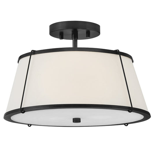 Hinkley Lighting Clarke 2 Light Semi-Flush Mount, Black/Off-White - 4893BK
