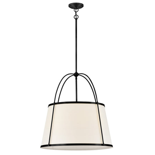 Hinkley Lighting Clarke 4 Light Chandelier, Black/Off-White - 4895BK