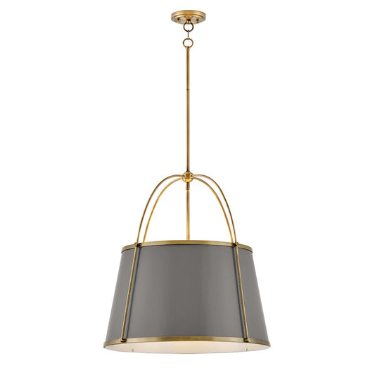 4 Light Large Pendant, Lacquered Dark Brass