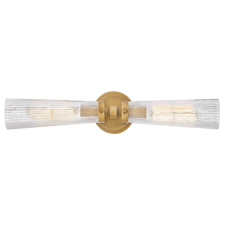 Hinkley Lighting Jude 2 Light Vanity, Heritage Brass/Clear Fluted - 50092HB