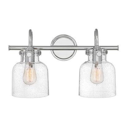 Hinkley Bath Congress 19in 2-Light Bathroom Vanity Light | Traditional Antique Nickel Steel and Clear Seedy Glass | Bathroom Vanity | Model 50122AN