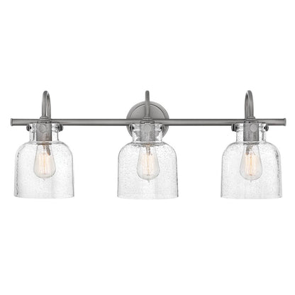 Hinkley Bath Congress 19in 2-Light Bathroom Vanity Light | Traditional Antique Nickel Steel and Clear Seedy Glass | Bathroom Vanity | Model 50122AN