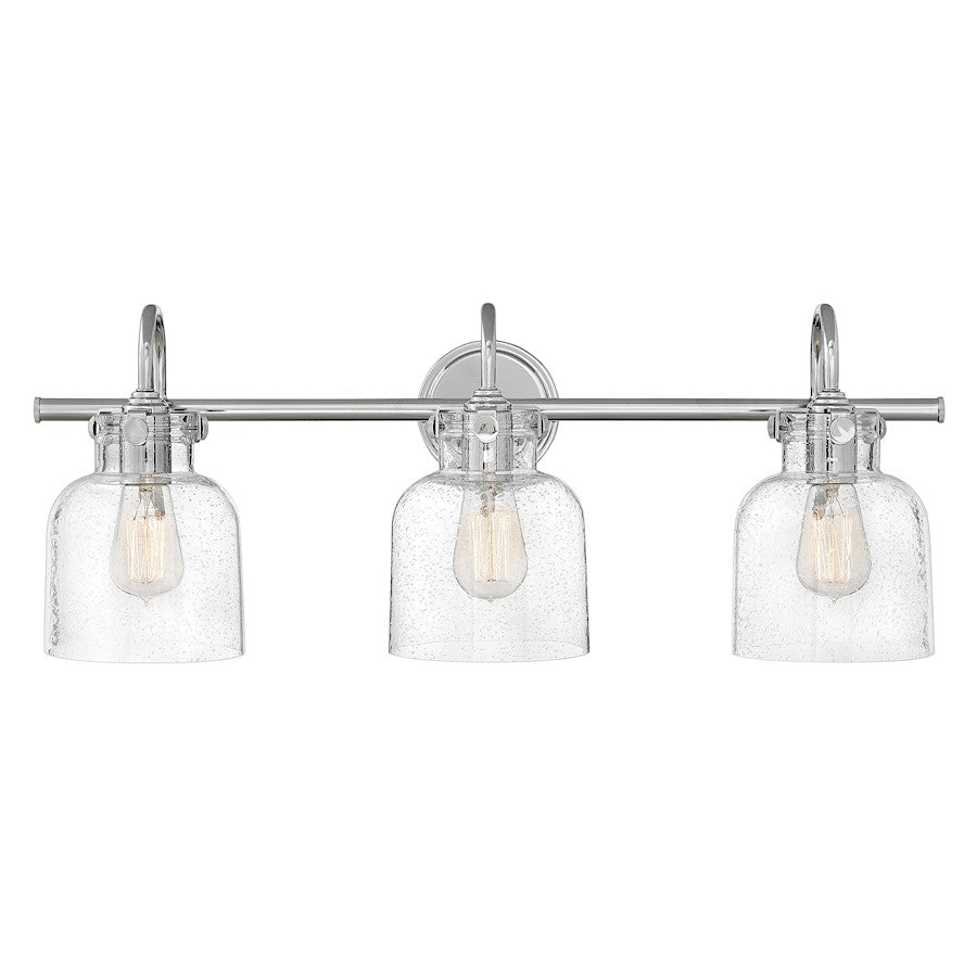 Hinkley Bath Congress 19in 2-Light Bathroom Vanity Light | Traditional Antique Nickel Steel and Clear Seedy Glass | Bathroom Vanity | Model 50122AN