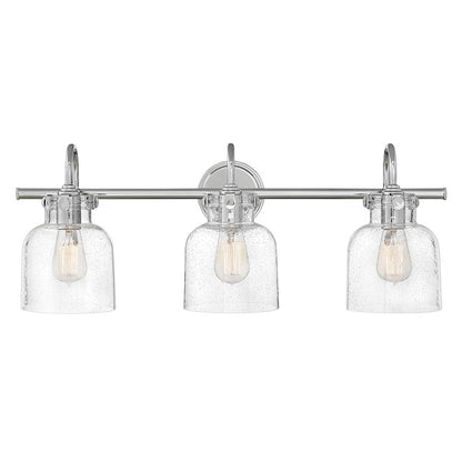 Hinkley Bath Congress 19in 2-Light Bathroom Vanity Light | Traditional Antique Nickel Steel and Clear Seedy Glass | Bathroom Vanity | Model 50122AN