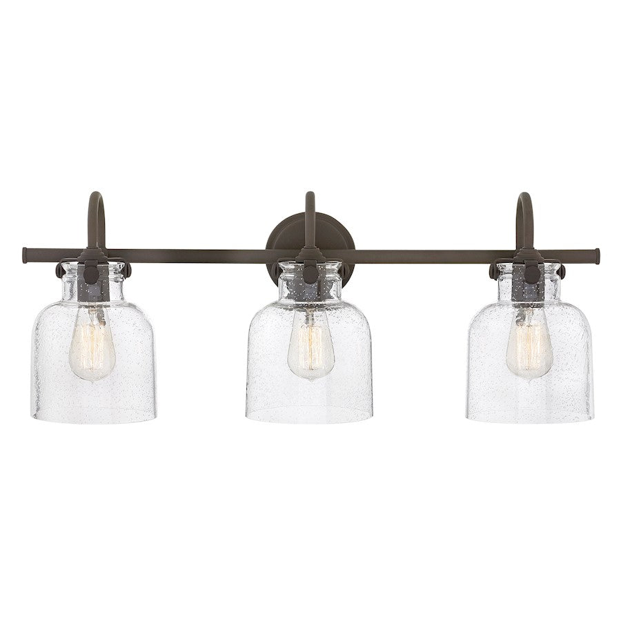 Hinkley Bath Congress 19in 2-Light Bathroom Vanity Light | Traditional Antique Nickel Steel and Clear Seedy Glass | Bathroom Vanity | Model 50122AN