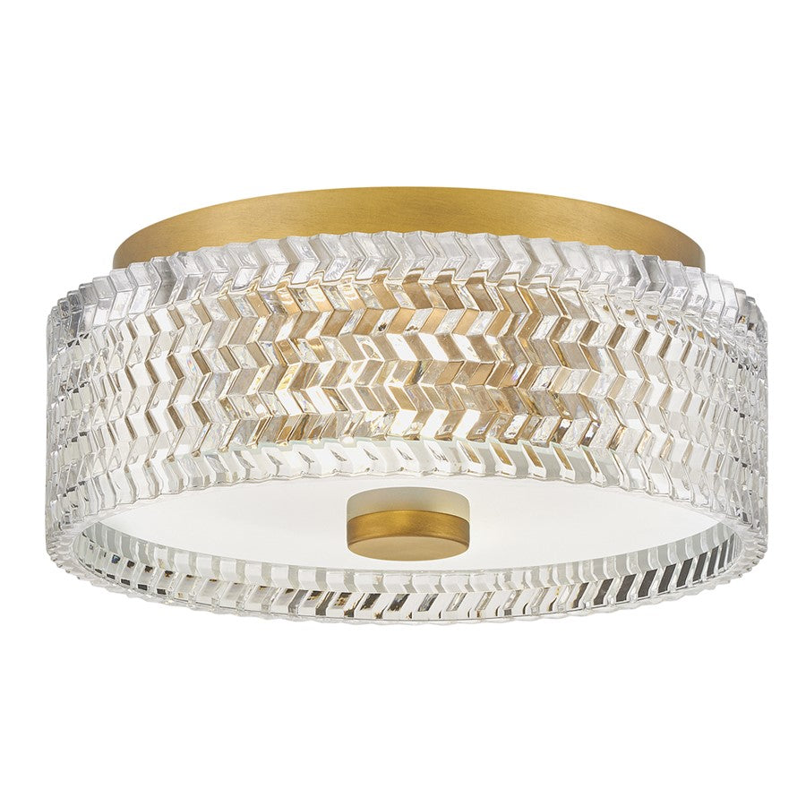 Hinkley Elle 2Lt Flush Mount, Brass/Clear Chevron/Etched Lens - 5041HB