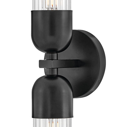 Hinkley Lighting Soren 2 Light Sconce, Black/Clear Fluted