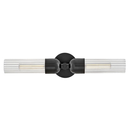 Hinkley Lighting Soren 2 Light Sconce, Black/Clear Fluted