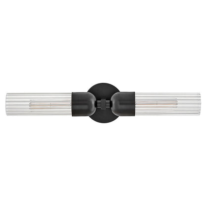 Hinkley Lighting Soren 2 Light Sconce, Black/Clear Fluted