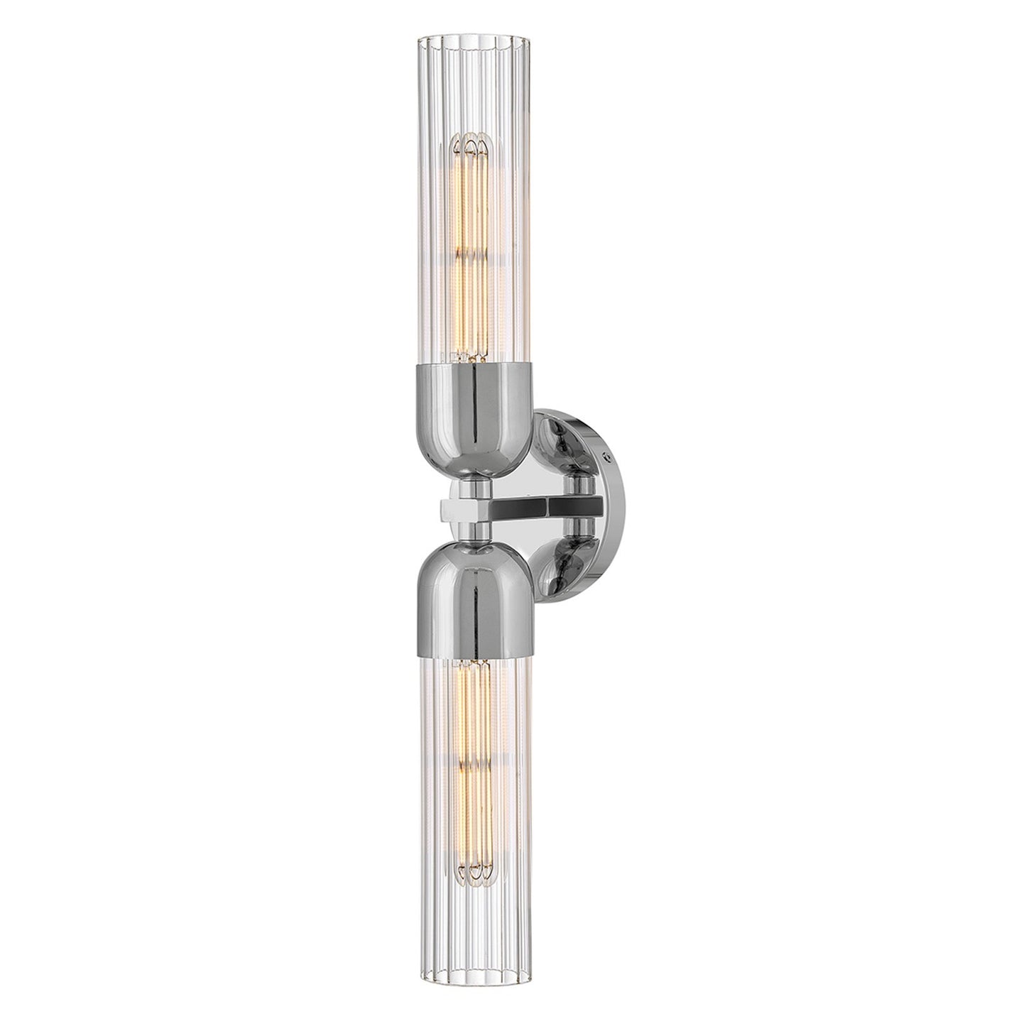 Hinkley Soren 23.5in 2-Light Bath Wall Mount | Transitional Chrome Steel and Clear Fluted Glass | Bathroom Vanity & Powder Room | 4.75 x 5 | Model 50912CM