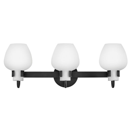 Hinkley Lighting Sylvie 3 Light Vanity, Black/Etched Opal - 50953BK