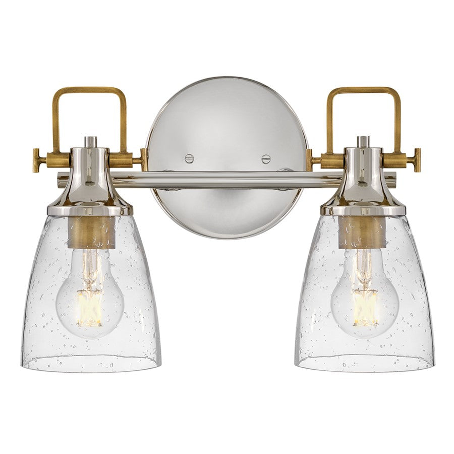 Hinkley Lighting Easton 2 Light Vanity, Polished Nickel/Clear Seedy - 51272PN