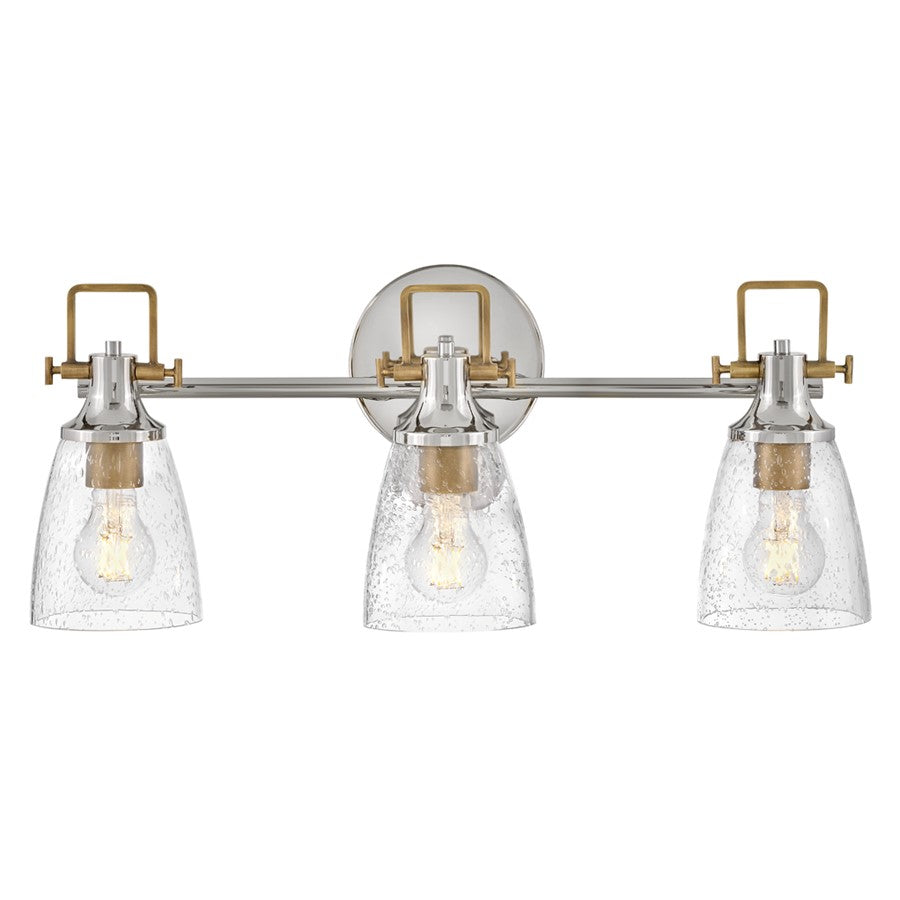 Hinkley Lighting Easton 3 Light Vanity, Polished Nickel/Clear Seedy - 51273PN