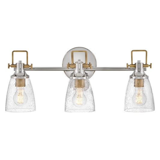 Hinkley Lighting Easton 3 Light Vanity, Polished Nickel/Clear Seedy - 51273PN