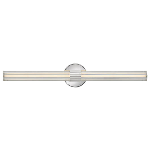 Hinkley Georgette 32in 3-Light Bathroom Vanity Light | Transitional Polished Nickel Steel and Clear Fluted Crystal | Bathroom Vanity | 4 x | Model 51313PN