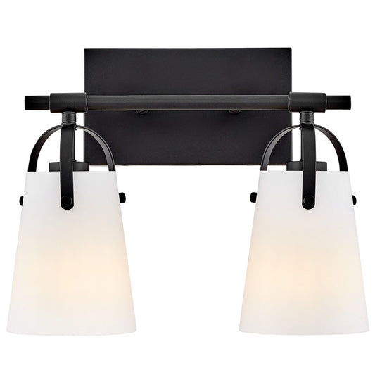 Hinkley Lighting Foster 2 Light Vanity, Black/Etched Opal - 5132BK-OP